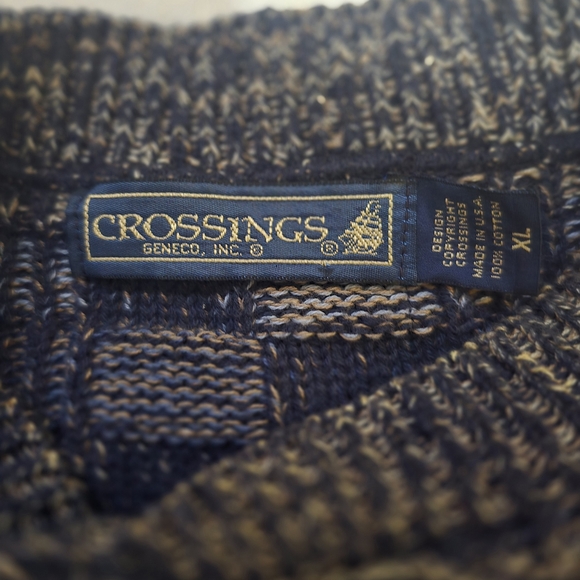 Crossings Men's Crewneck Sweater - Black and Gray - Picture 1 of 4
